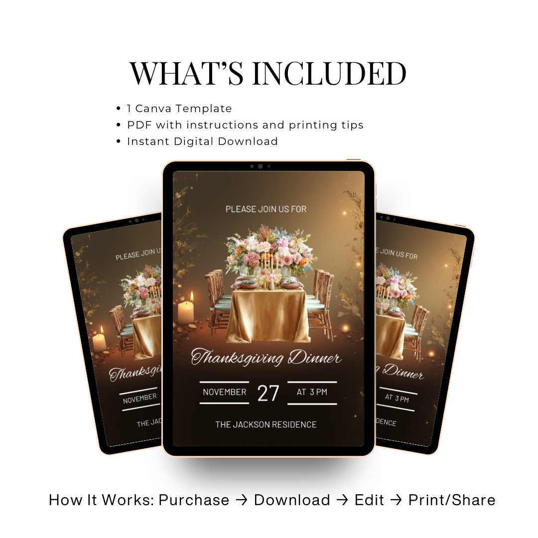 Thanksgiving Invitation Canva Template | Friendsgiving Invitation | Editable Invitation | Canva Template | Canva Invitation