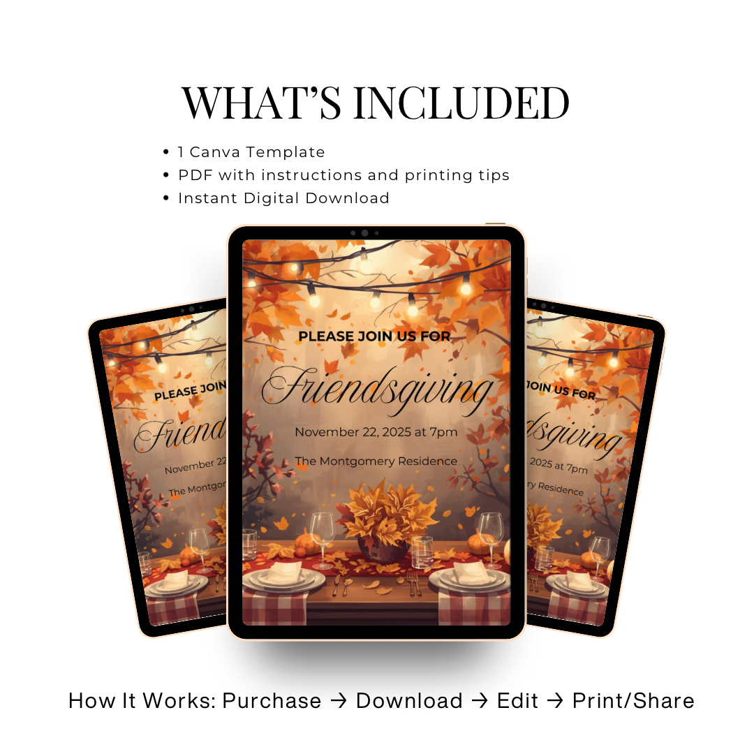 Rustic Friendsgiving Invitation Template | Editable Canva Design
