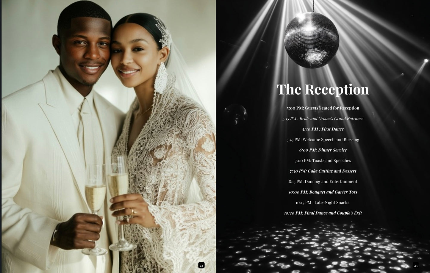 Wedding Program Template | Magazine Style Ceremony Program | Editable & Printable Wedding Magazine with Photo Collage Options