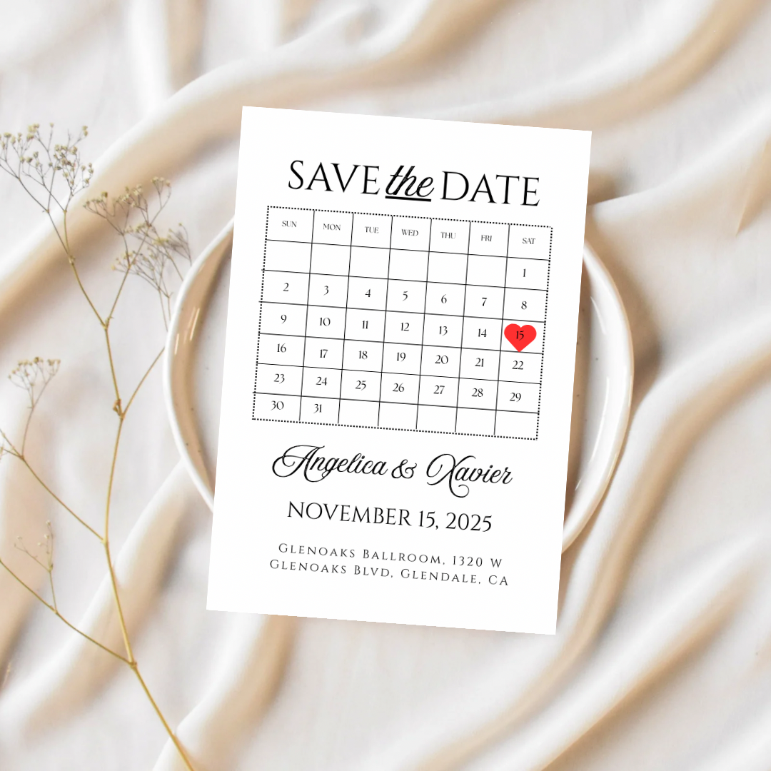 Minimalist Calendar Save the Date Template | Editable Canva Template | Printable Save the Date | Digital Wedding Invitation | Simple Modern Design