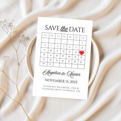 Minimalist Calendar Save the Date Template | Editable Canva Template | Printable Save the Date | Digital Wedding Invitation | Simple Modern Design