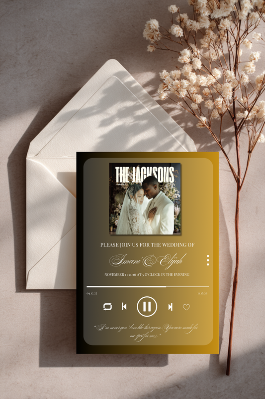 Editable Music Player Wedding Invitation | Album Cover Wedding Template