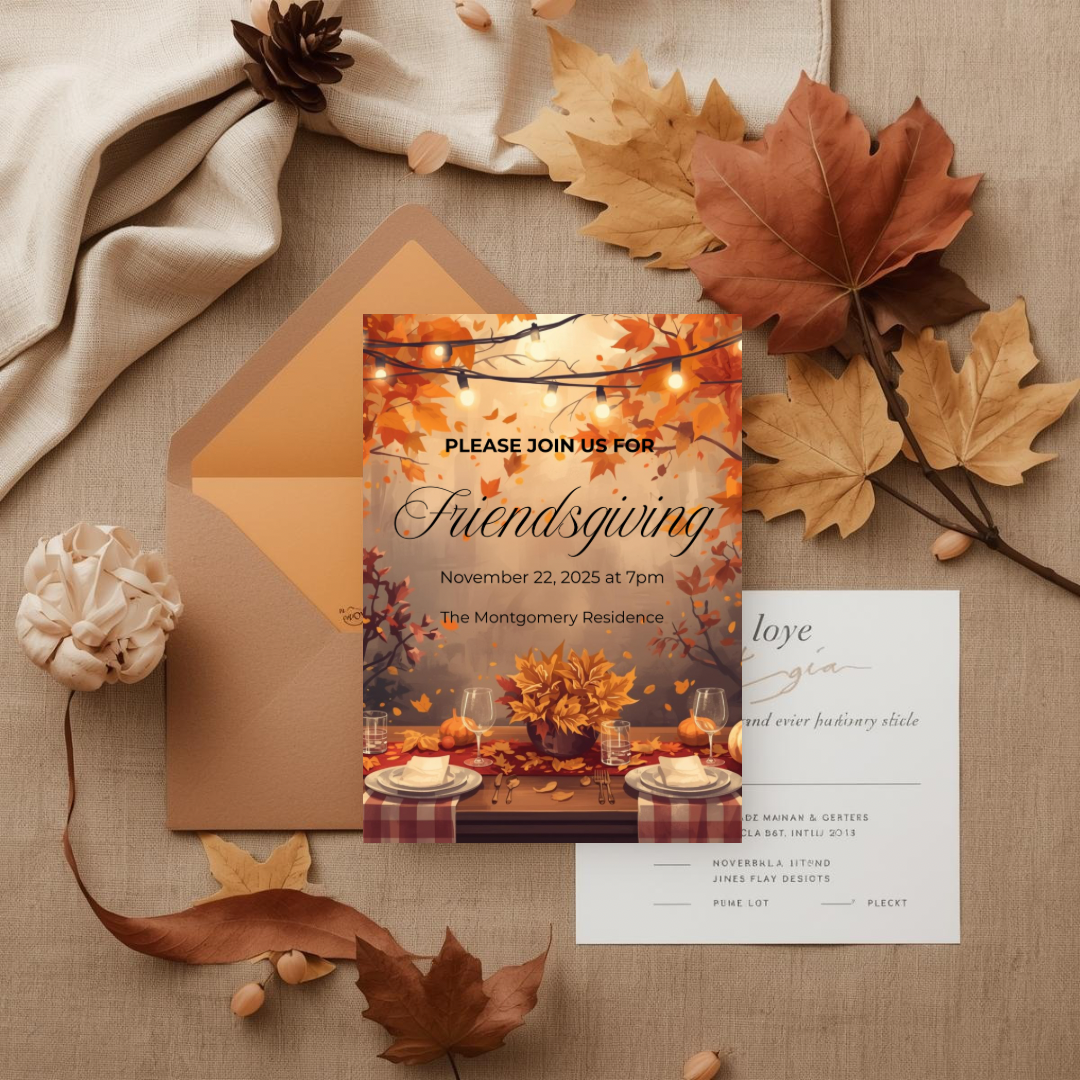 Rustic Friendsgiving Invitation Template | Editable Canva Design