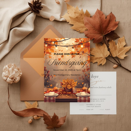 Rustic Friendsgiving Invitation Template | Editable Canva Design