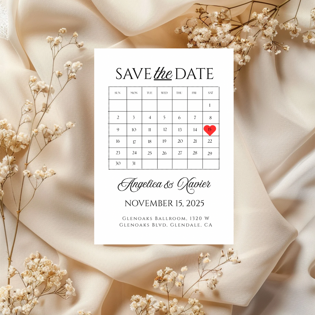 Minimalist Calendar Save the Date Template | Editable Canva Template | Printable Save the Date | Digital Wedding Invitation | Simple Modern Design
