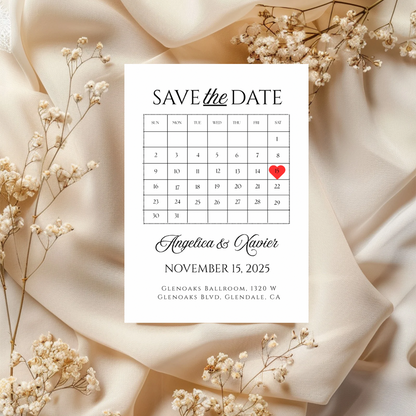 Minimalist Calendar Save the Date Template | Editable Canva Template | Printable Save the Date | Digital Wedding Invitation | Simple Modern Design