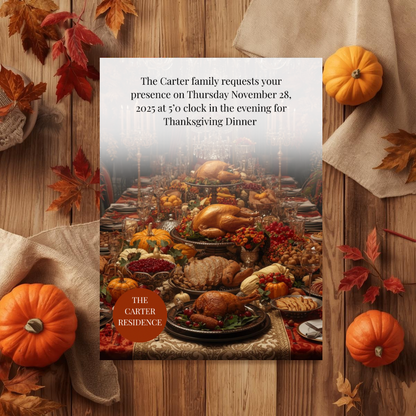 Thanksgiving Invitation Canva Template | Editable Invite | Canva Thanksgiving Invitation