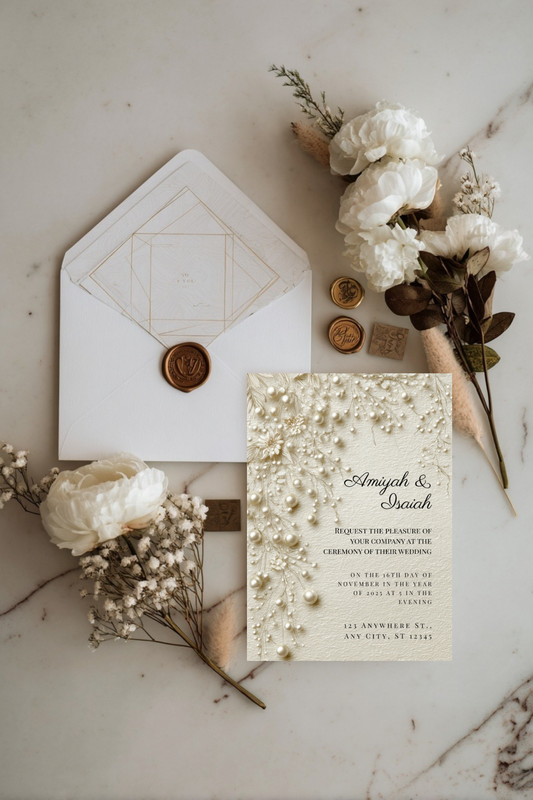 Pearl Wedding Invitation Collection | Luxury Bridal Invitation Collection | 8 Editable Templates