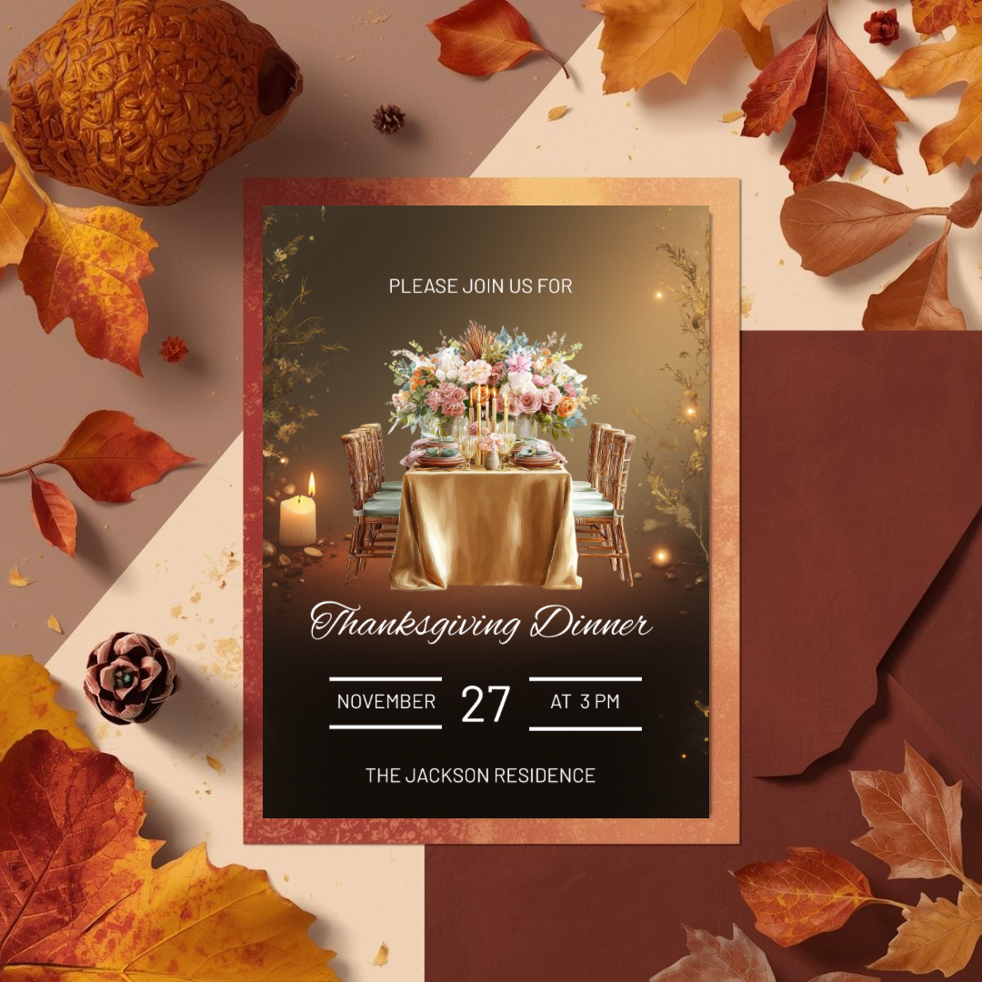 Thanksgiving Invitation Canva Template | Friendsgiving Invitation | Editable Invitation | Canva Template | Canva Invitation