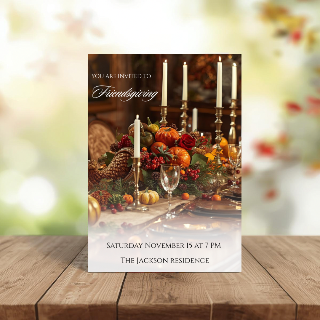 Friendsgiving Invite Template| 
Thanksgiving Invitation | Autumn Dinner Editable Template in Canva