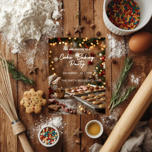 Cookie Baking Party Invitation | Cozy Christmas Canva Template
