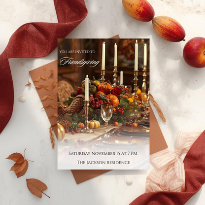 Friendsgiving Invite Template| 
Thanksgiving Invitation | Autumn Dinner Editable Template in Canva