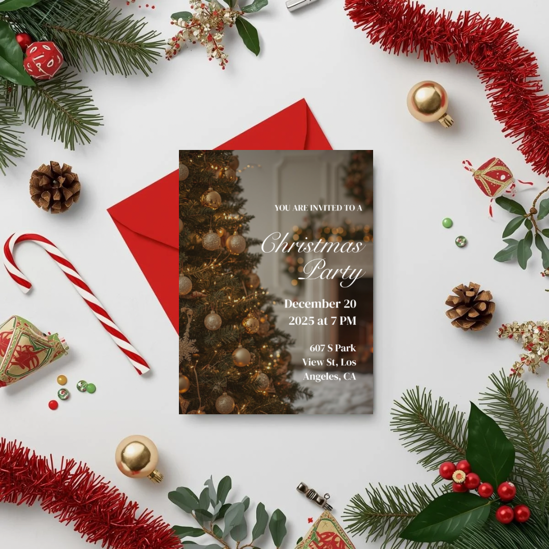 Christmas Party Invitation  | Festive Holiday Invite | Printable Template | Canva Editable