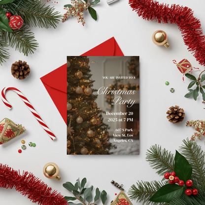 Christmas Party Invitation  | Festive Holiday Invite | Printable Template | Canva Editable