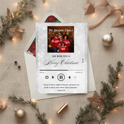Music Player Christmas Card | Editable Canva Template