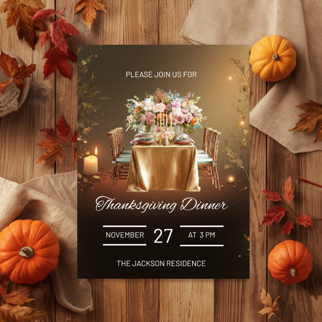 Thanksgiving Invitation Canva Template | Friendsgiving Invitation | Editable Invitation | Canva Template | Canva Invitation