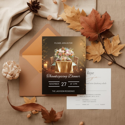 Thanksgiving Invitation Canva Template | Friendsgiving Invitation | Editable Invitation | Canva Template | Canva Invitation