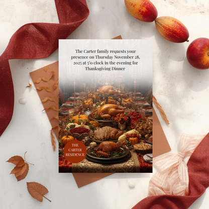 Thanksgiving Invitation Canva Template | Editable Invite | Canva Thanksgiving Invitation