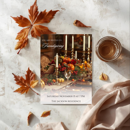 Friendsgiving Invite Template| 
Thanksgiving Invitation | Autumn Dinner Editable Template in Canva