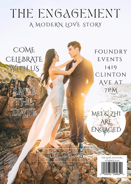 Modern Magazine Style Engagement Invitation Template | Editable Save the Date | Wedding Announcement | Canva Template