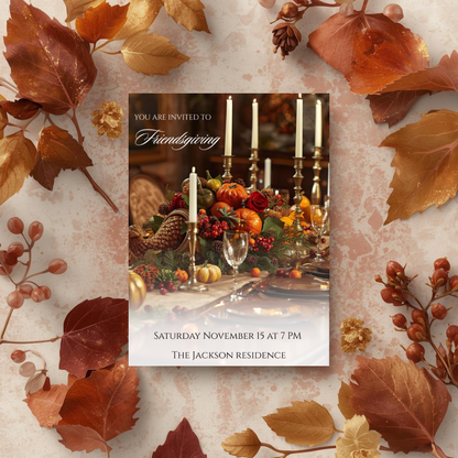Friendsgiving Invite Template| 
Thanksgiving Invitation | Autumn Dinner Editable Template in Canva