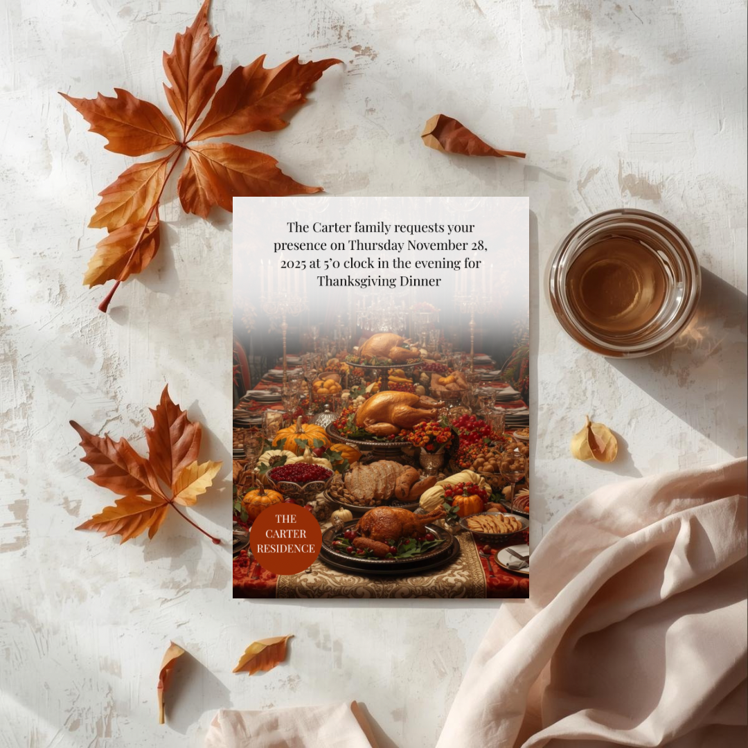 Thanksgiving Invitation Canva Template | Editable Invite | Canva Thanksgiving Invitation