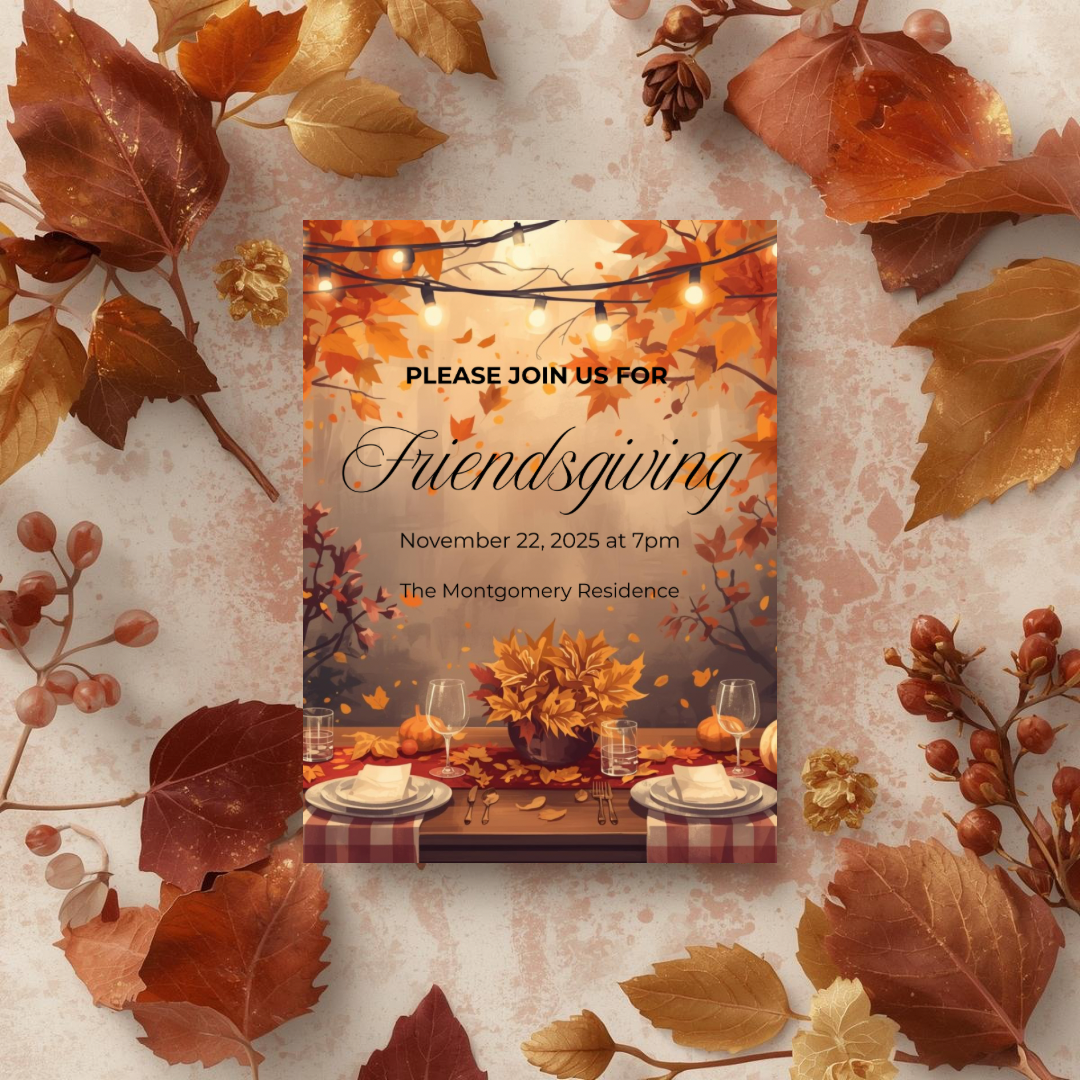 Rustic Friendsgiving Invitation Template | Editable Canva Design