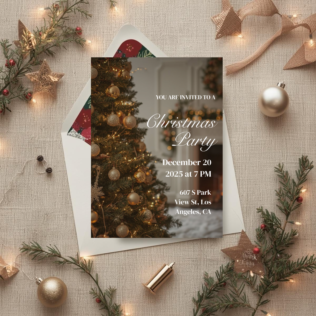 Christmas Party Invitation  | Festive Holiday Invite | Printable Template | Canva Editable