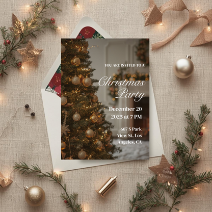Christmas Party Invitation  | Festive Holiday Invite | Printable Template | Canva Editable