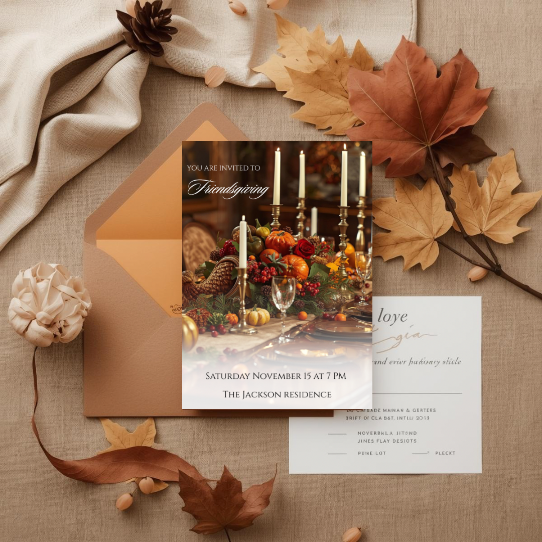 Friendsgiving Invite Template| 
Thanksgiving Invitation | Autumn Dinner Editable Template in Canva