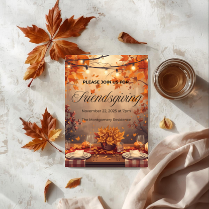 Rustic Friendsgiving Invitation Template | Editable Canva Design