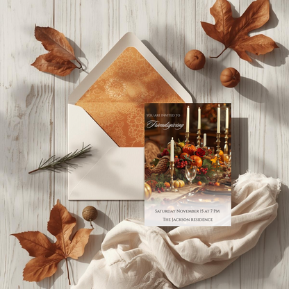Friendsgiving Invite Template| 
Thanksgiving Invitation | Autumn Dinner Editable Template in Canva