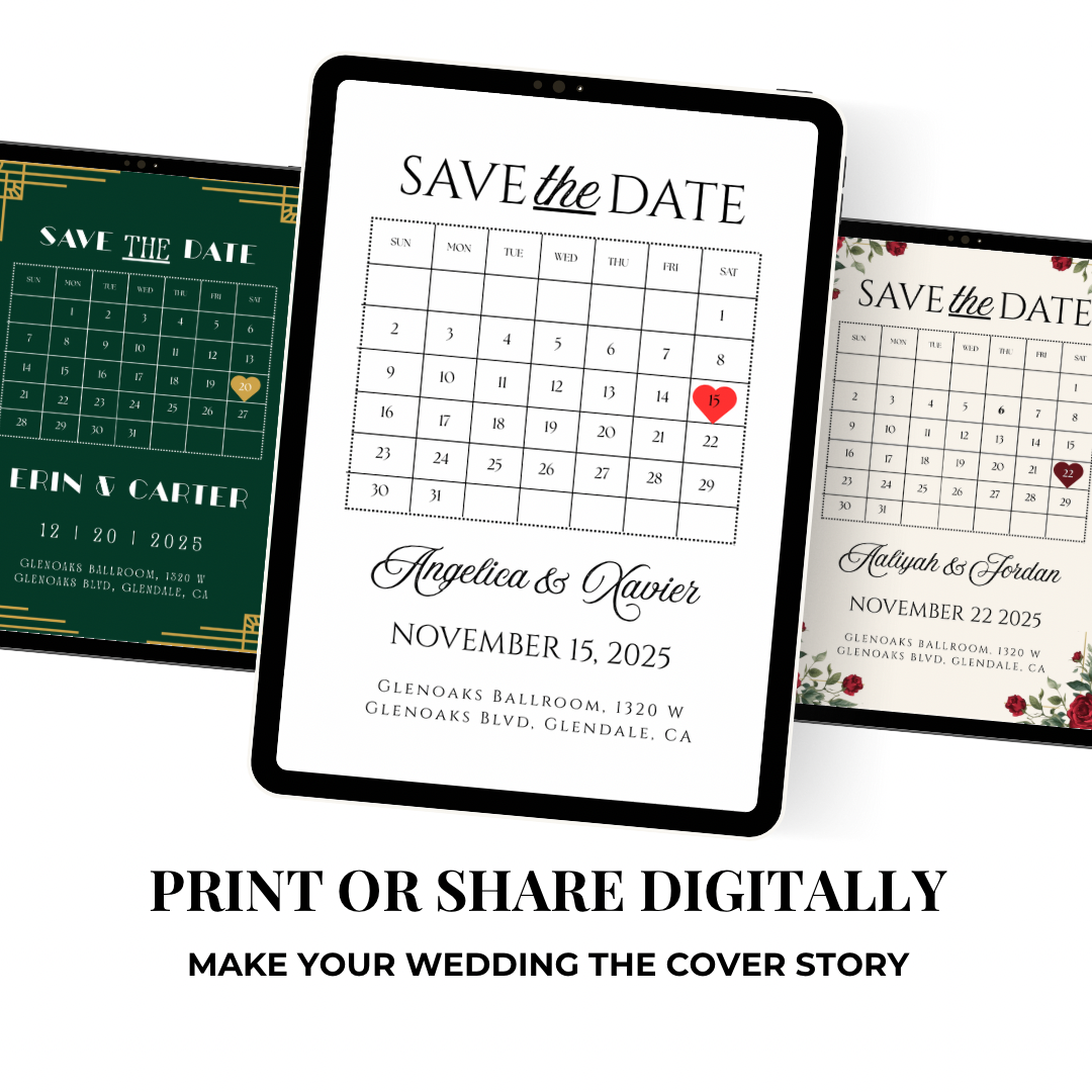 Minimalist Calendar Save the Date Template | Editable Canva Template | Printable Save the Date | Digital Wedding Invitation | Simple Modern Design