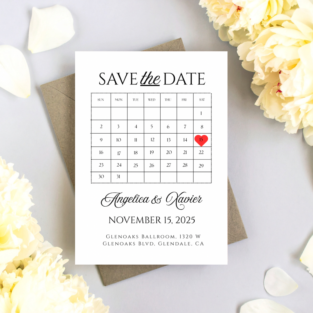 Minimalist Calendar Save the Date Template | Editable Canva Template | Printable Save the Date | Digital Wedding Invitation | Simple Modern Design