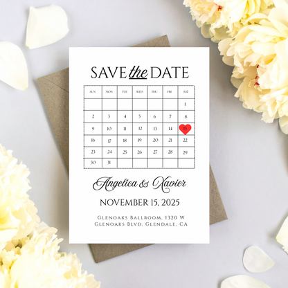 Minimalist Calendar Save the Date Template | Editable Canva Template | Printable Save the Date | Digital Wedding Invitation | Simple Modern Design
