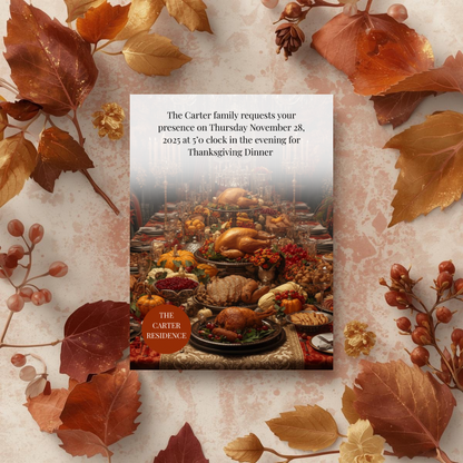 Thanksgiving Invitation Canva Template | Editable Invite | Canva Thanksgiving Invitation