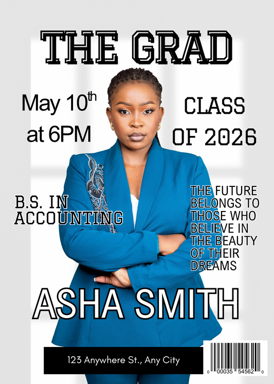 Luxe Graduation Invitation Template – Editorial Style | The Grad
