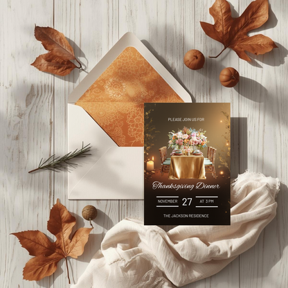 Thanksgiving Invitation Canva Template | Friendsgiving Invitation | Editable Invitation | Canva Template | Canva Invitation