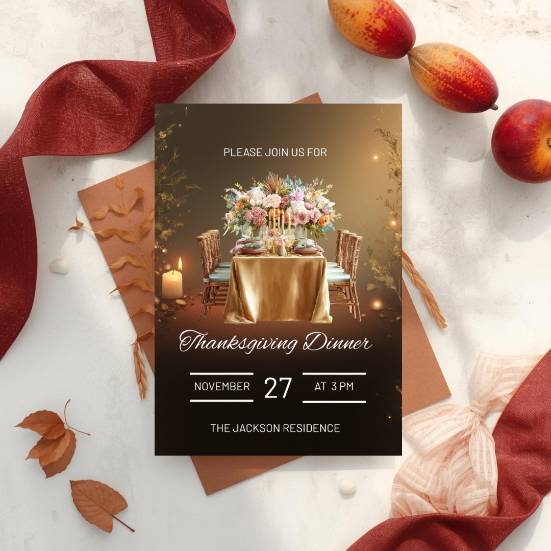 Thanksgiving Invitation Canva Template | Friendsgiving Invitation | Editable Invitation | Canva Template | Canva Invitation