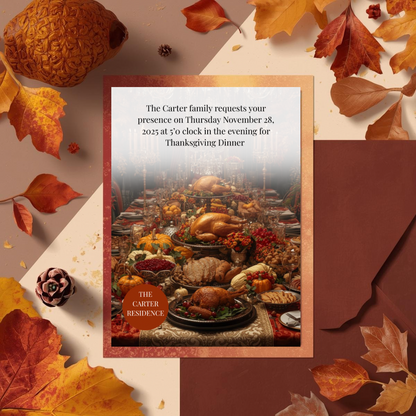 Thanksgiving Invitation Canva Template | Editable Invite | Canva Thanksgiving Invitation