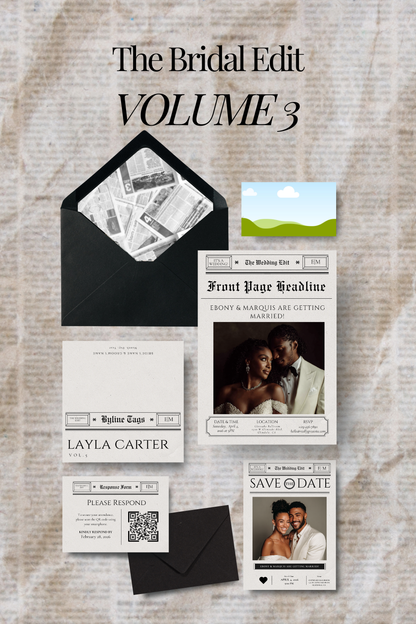 Wedding Invitation Suite Template | The Bridal Edit Volume 3 | Newspaper Wedding Stationery Set