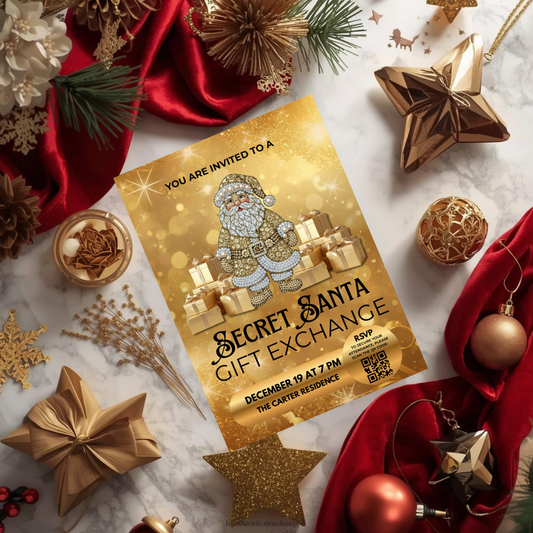 Glamorous Secret Santa Gift Exchange Invitation Template