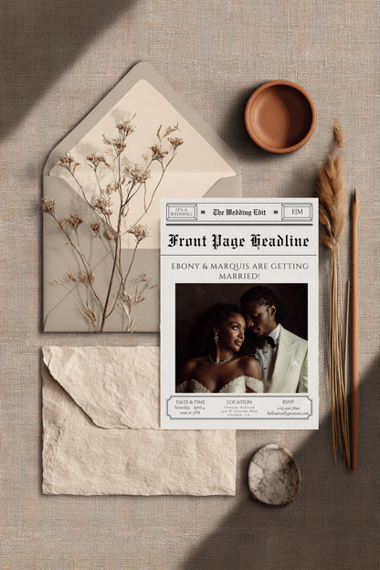 Wedding Invitation Suite Template | The Bridal Edit Volume 3 | Newspaper Wedding Stationery Set