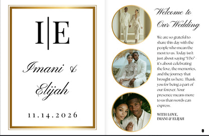 Wedding Program Template | Magazine Style Ceremony Program | Editable & Printable Wedding Magazine with Photo Collage Options