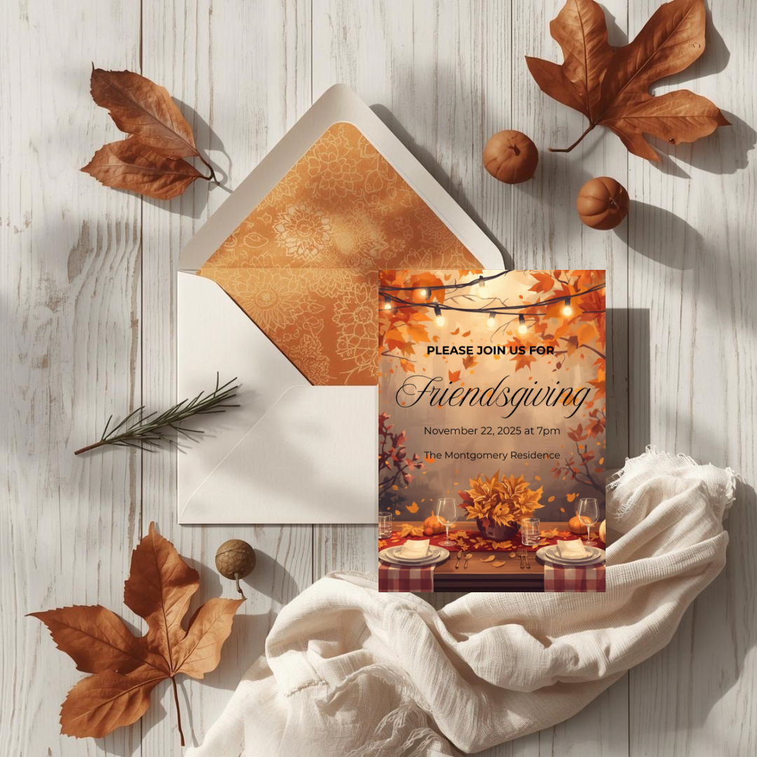 Rustic Friendsgiving Invitation Template | Editable Canva Design