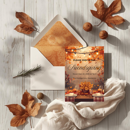 Rustic Friendsgiving Invitation Template | Editable Canva Design