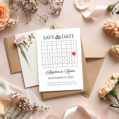 Minimalist Calendar Save the Date Template | Editable Canva Template | Printable Save the Date | Digital Wedding Invitation | Simple Modern Design