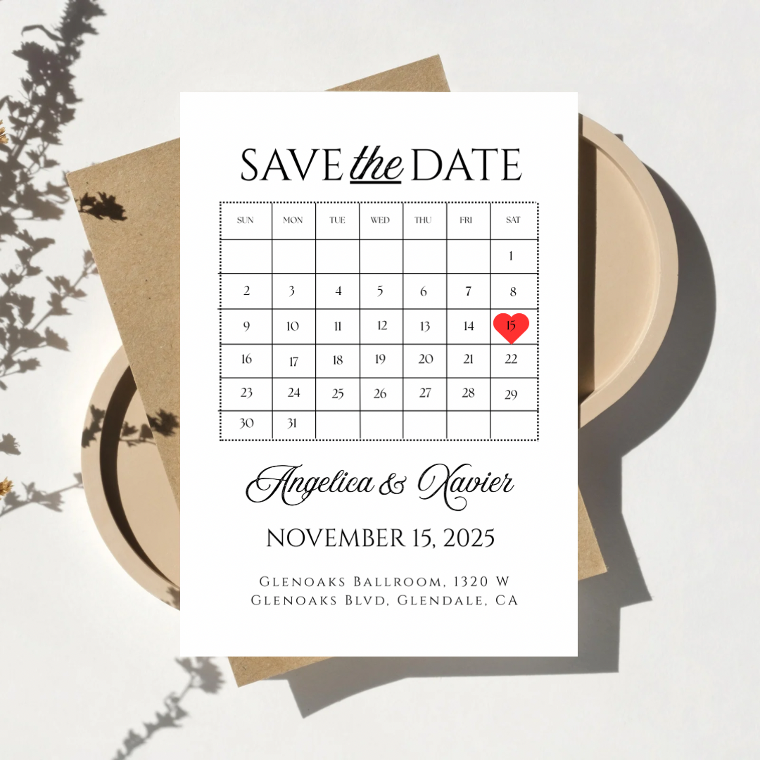 Minimalist Calendar Save the Date Template | Editable Canva Template | Printable Save the Date | Digital Wedding Invitation | Simple Modern Design