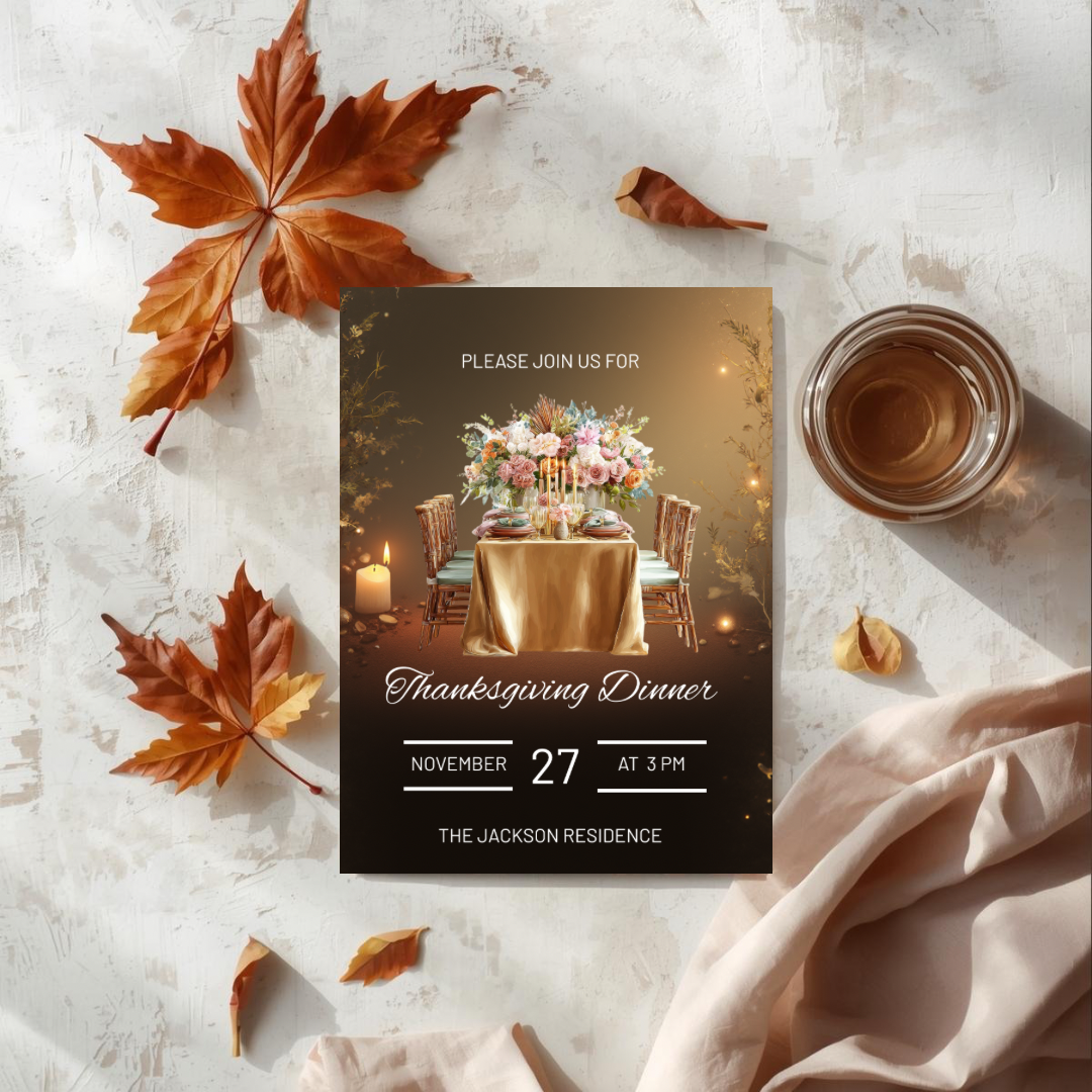Thanksgiving Invitation Canva Template | Friendsgiving Invitation | Editable Invitation | Canva Template | Canva Invitation