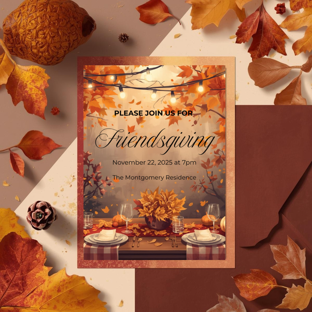 Rustic Friendsgiving Invitation Template | Editable Canva Design
